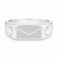 Silver Rectangular Spark Men`s ring