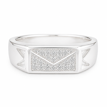 Silver Rectangular Spark Men`s ring