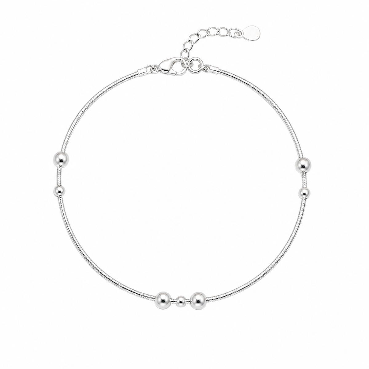 Beaded women`s Anklet in Silver