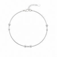 Beaded women`s Anklet in Silver
