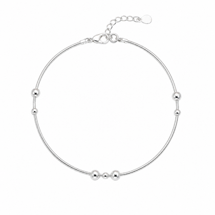Beaded women`s Anklet in Silver