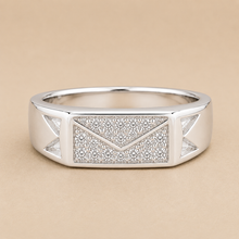 Silver Rectangular Spark Men`s ring