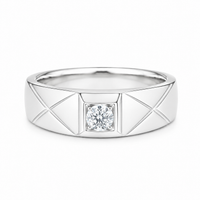 Silver Geometric Band with Stone