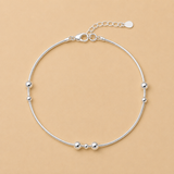 Beaded women`s Anklet in Silver