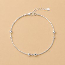 Beaded women`s Anklet in Silver