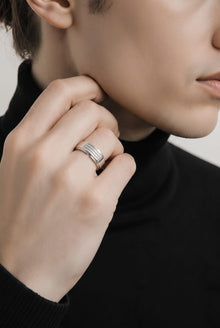 Silver Triple Row Men`s Ring