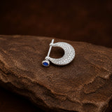 Men`s Studd with blue gemstone in silver