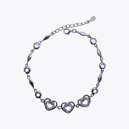 Lustre Heart-Link Bracelet – Sterling Silver with Romantic Elegance