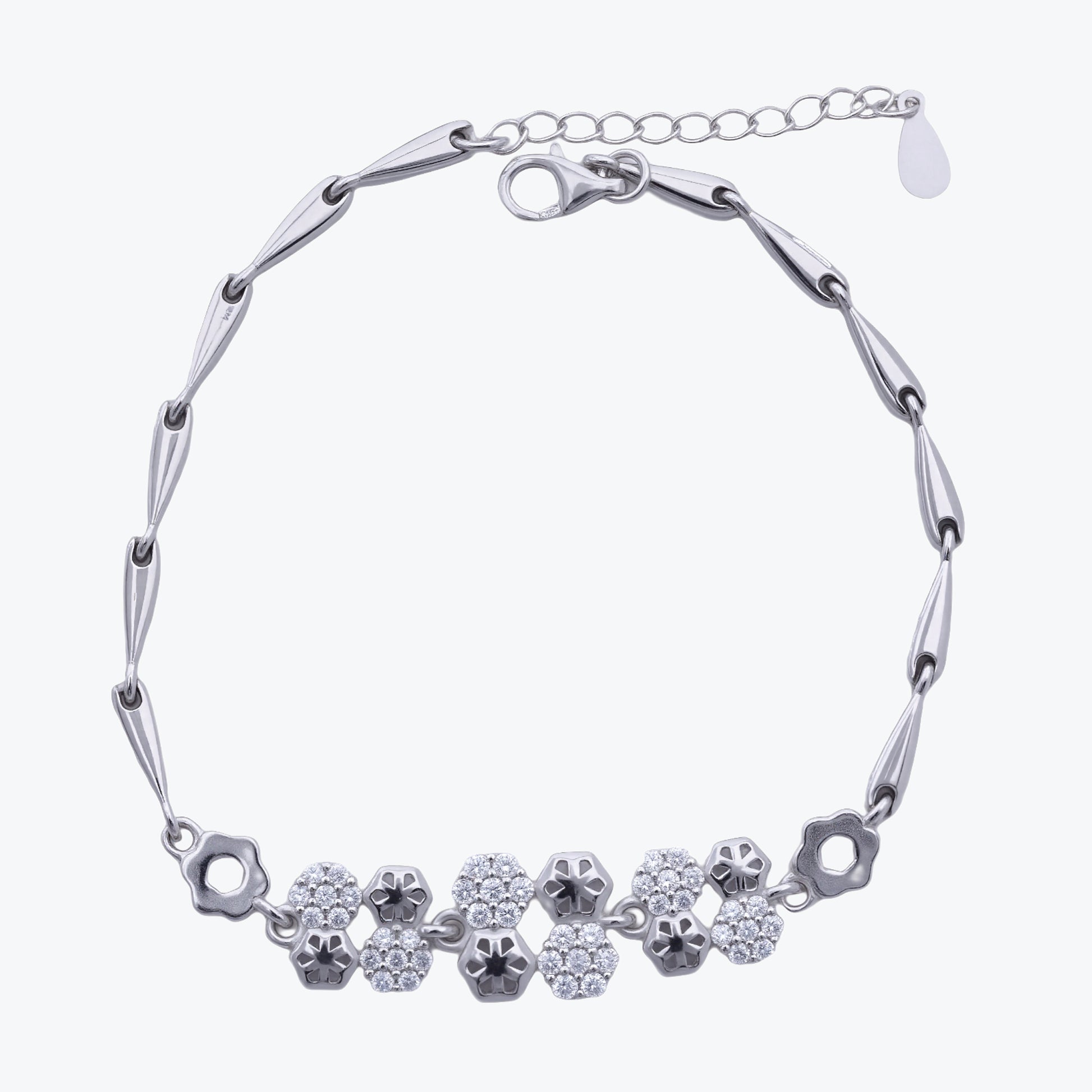 Florana Hex Bracelet – Sterling Silver with Geometric Grace