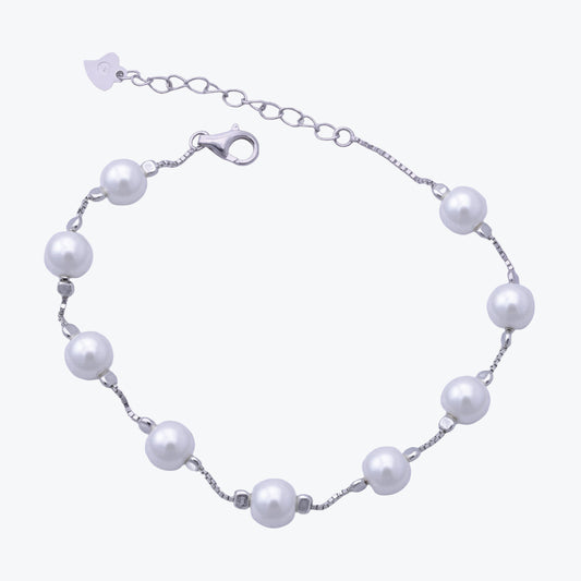 Pearl Embrace Bracelet – Sterling Silver with Timeless Romance