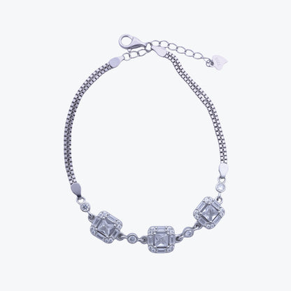 Lustre Square Bracelet – Sterling Silver with Radiant Elegance