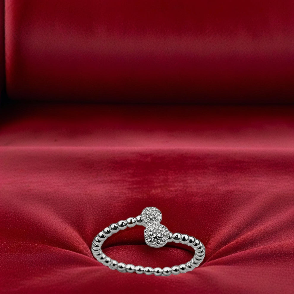 silver duobead women`s ring