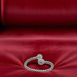 Silver Beaded Women`s Ring