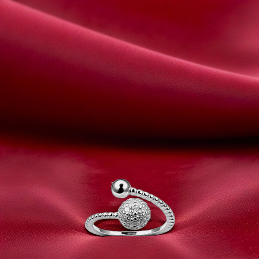 Silver Orbispiral Women`s Ring