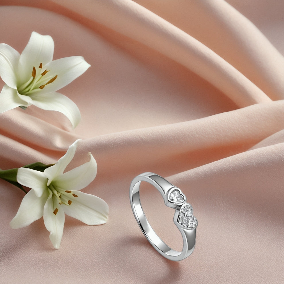 twin amour charm women`s ring