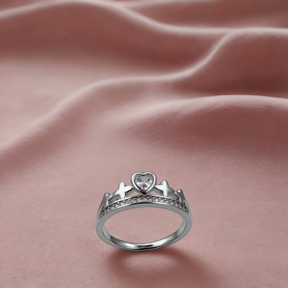 Silver Heartcrown Women`s Ring