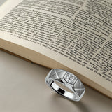 Silver Geometric Band with Stone