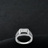 Silver Square Diamond Men`s Ring