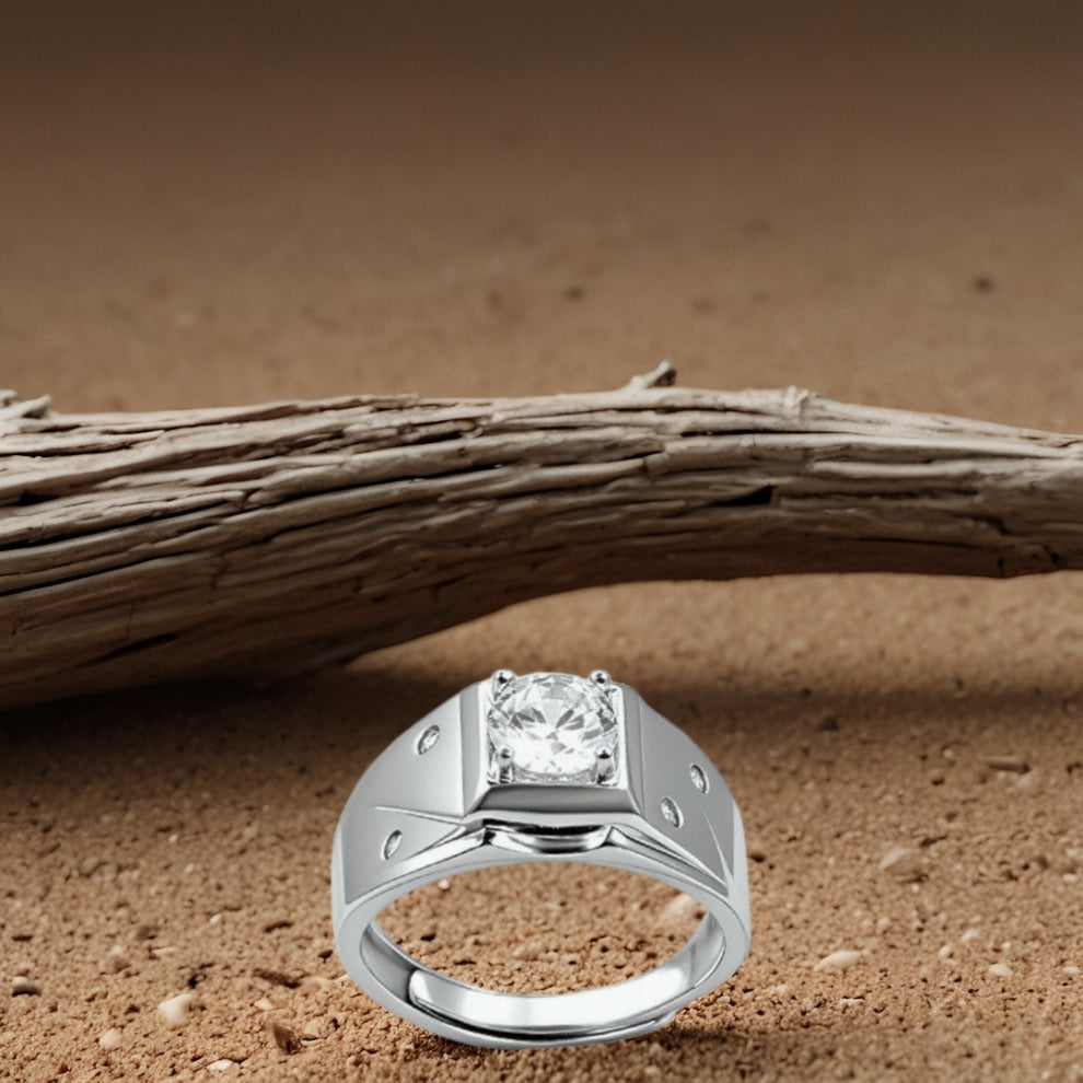 Silver Orvian Spark Men`s Ring