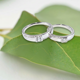 Silver Square Diamond Couple Ring