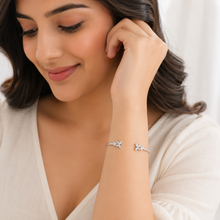 Open-Ended Stone Women`s Band in silver
