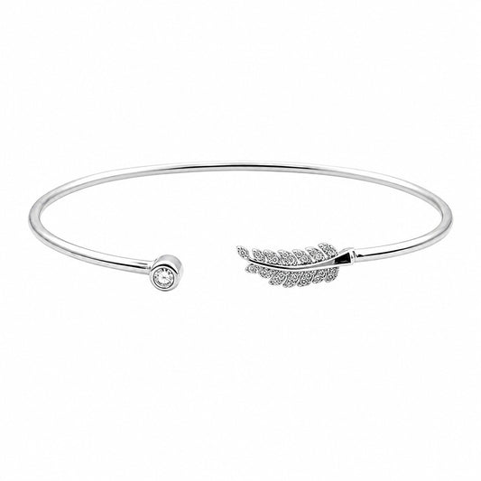 Feather patterned Women`s Bracelet in silver