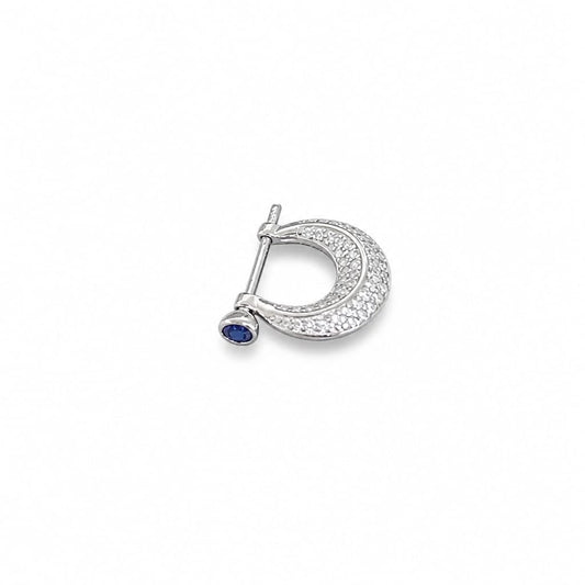 Men`s Studd with blue gemstone in silver