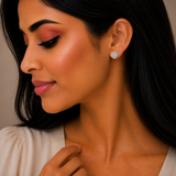 Cushioned Halo Studs in Silver