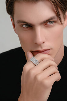 Axis Diamond Men`s Ring in Silver
