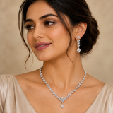Silver Diamond Leaf Cascade Set