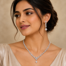 Silver Diamond Leaf Cascade Set