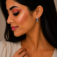 Elegant Silver Vertical Gem Women`s earrings