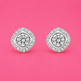 Cushioned Halo Studs in Silver