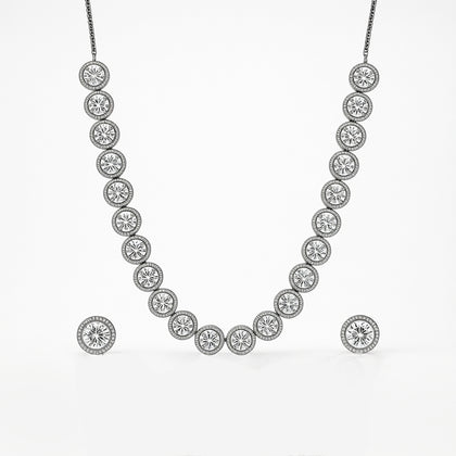 Silver Round Stone Women`s Set