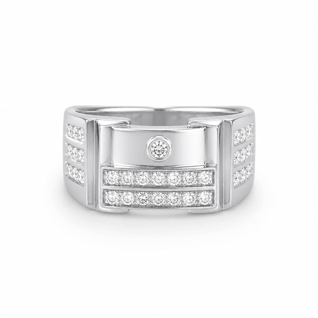 Axis Diamond Men`s Ring in Silver