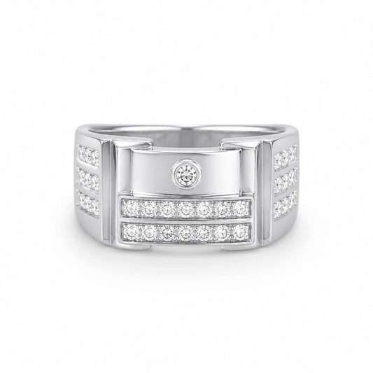 Axis Diamond Men`s Ring in Silver