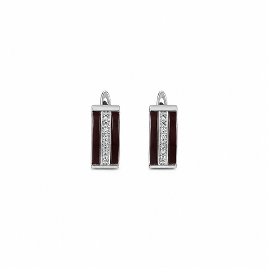 Elegant Silver Vertical Gem Women`s earrings