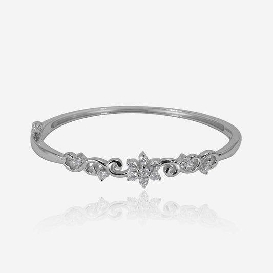 Floral Bracelet– Sterling Silver with Sparking Elegance