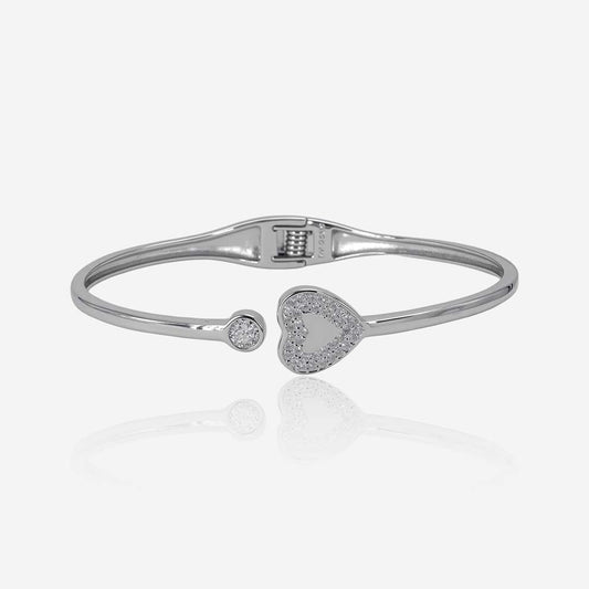 Lustre Heart Bracelet–Sterling Silver with Sparkling Charm