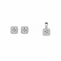 Radiance Square Halo Pendant in silver