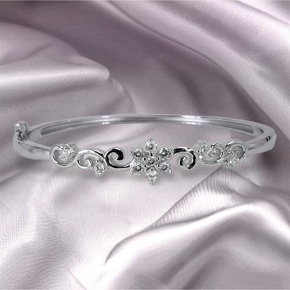 Floral Bracelet– Sterling Silver with Sparking Elegance