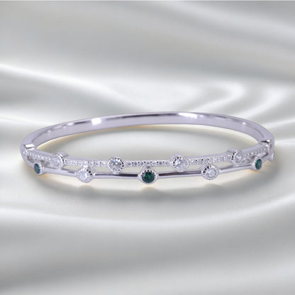 Verdant Glow Bracelet – Graceful Sterling Silver