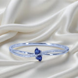 Two little blue hearts Bracelet in silver