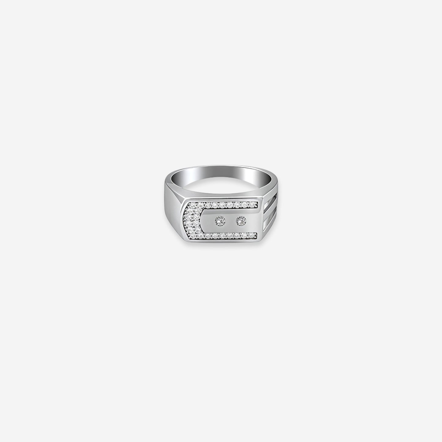 sterling silver rectangular design men's ring