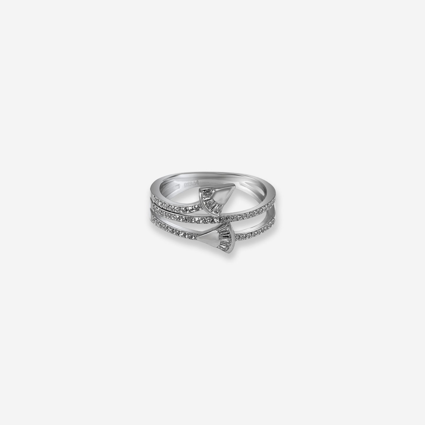 silver ring with diamond accents 
