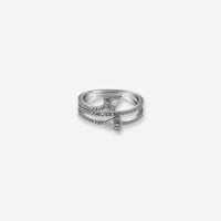 Silver ring with diamond accents 
