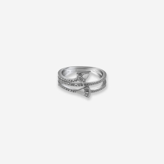 Silver ring with diamond accents 