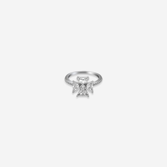Radiant Cross Ring – Sterling Silver with Classic Grace