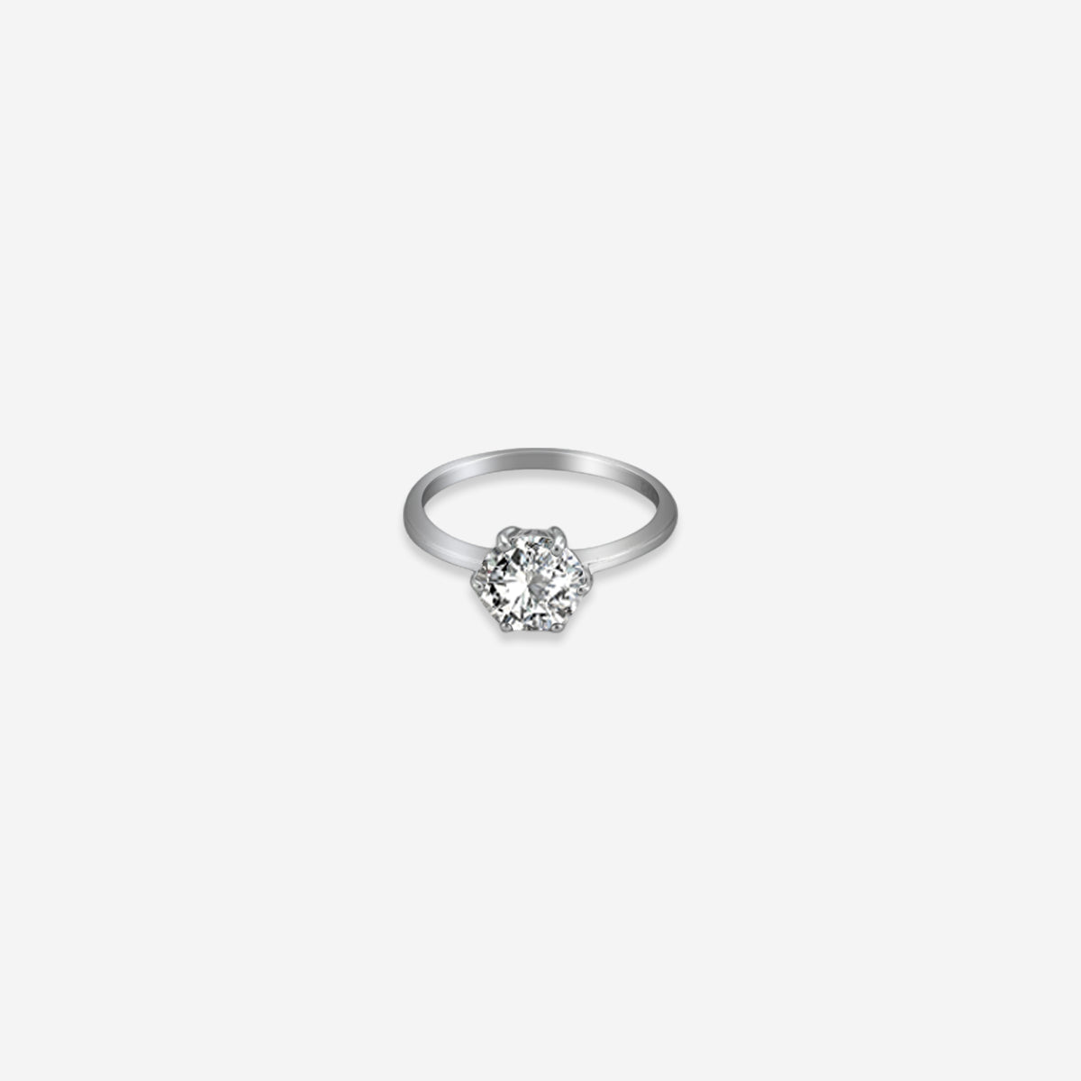 Celeste Solitaire Ring – Sterling Silver with Classic Sparkle