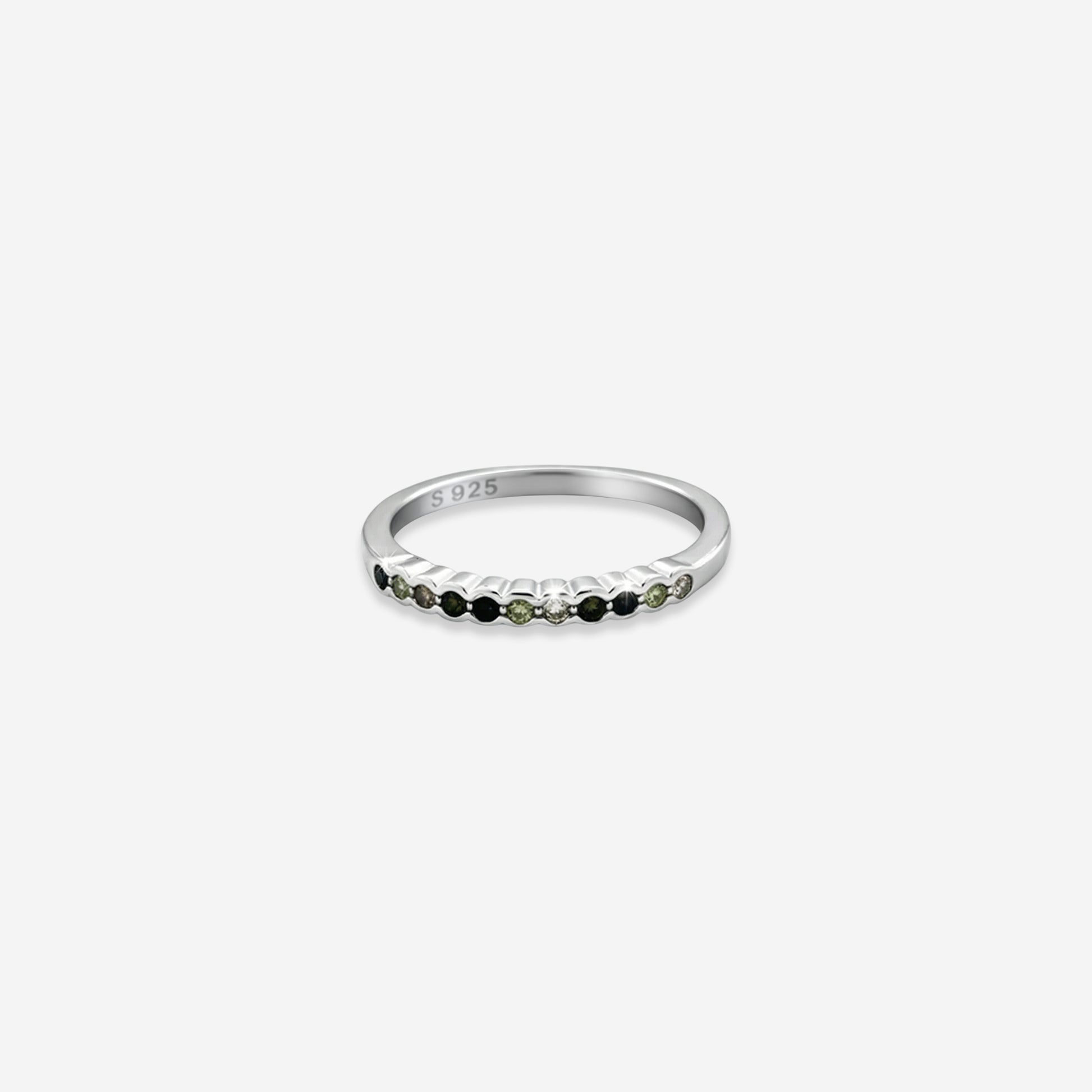 Oceanic Flow Ring – Sterling Silver with Sparkling Waves